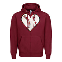 Burgundy baseball heart Zipper Hoodie - texasbilliewilder