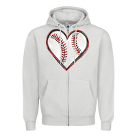Dove Grey baseball heart Zipper Hoodie - texasbilliewilder