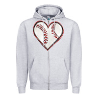 Heather Grey baseball heart Zipper Hoodie - texasbilliewilder