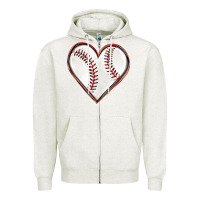 Oatmeal Heather baseball heart Zipper Hoodie - texasbilliewilder