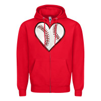 Red baseball heart Zipper Hoodie - texasbilliewilder