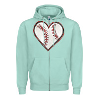 Seafoam baseball heart Zipper Hoodie - texasbilliewilder