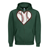 Sports Green baseball heart Zipper Hoodie - texasbilliewilder