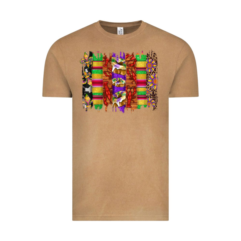 Mardi Gras Cake Fleur De Lis Crawfish Brushstrokes Vintage Tee by Artiststas | Teevron