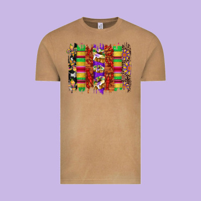 Mardi Gras Cake Fleur De Lis Crawfish Brushstrokes Vintage Tee Designed By Artiststas