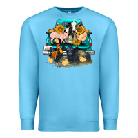 Ocean Blue farm truck farm animals Premium Sweatshirt - FaDigitalArtStudio