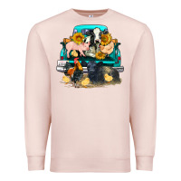 Pale Pink farm truck farm animals Premium Sweatshirt - FaDigitalArtStudio