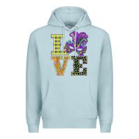 Blue Mist mardi gras love mask Premium Hoodie - BarkalooDesign