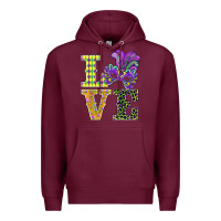 Burgundy mardi gras love mask Premium Hoodie - BarkalooDesign