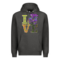 Charcoal Heather mardi gras love mask Premium Hoodie - BarkalooDesign