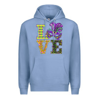 Colony Blue mardi gras love mask Premium Hoodie - BarkalooDesign