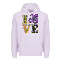 Lilac mardi gras love mask Premium Hoodie - BarkalooDesign