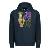 Navy mardi gras love mask Premium Hoodie - BarkalooDesign