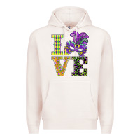 Pale Pink mardi gras love mask Premium Hoodie - BarkalooDesign