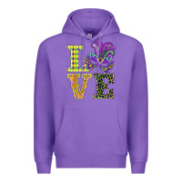 Purple mardi gras love mask Premium Hoodie - BarkalooDesign