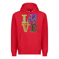 Red mardi gras love mask Premium Hoodie - BarkalooDesign