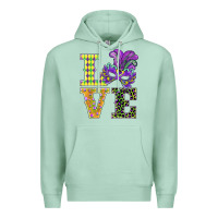 Seafoam mardi gras love mask Premium Hoodie - BarkalooDesign