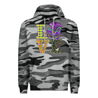 Slate Camo mardi gras love mask Premium Hoodie - BarkalooDesign