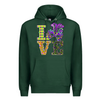 Sports Green mardi gras love mask Premium Hoodie - BarkalooDesign