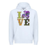 White mardi gras love mask Premium Hoodie - BarkalooDesign