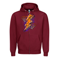 Burgundy basketball lightning bolt Zipper Hoodie - Zillion Design Studio