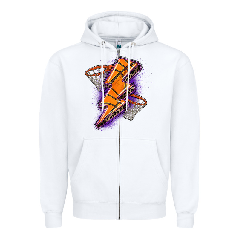 Basketball Lightning Bolt Zipper Hoodie by Zillion Design Studio | Teevron