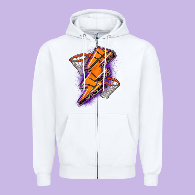 Basketball Lightning Bolt Zipper Hoodie Designed By Zillion Design Studio