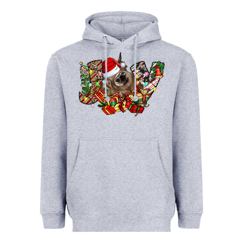 Christmas Joy Highland Cow Heavyweight Hoodie by CowhideDigitalArt | Teevron