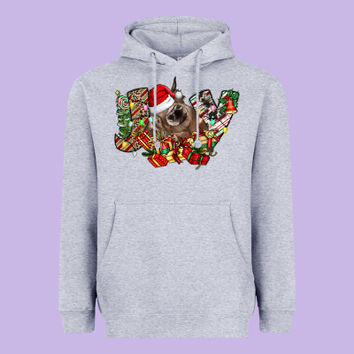Christmas Joy Highland Cow Heavyweight Hoodie Designed By Cowhidedigitalart