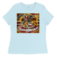 Baby Blue rattle snake don't tread on me tumbler Ladies Tee - BarkalooDesign