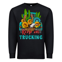 Black keep on trucking with western truck Premium Sweatshirt - HRA Design Shop