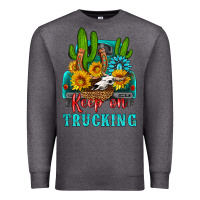 Charcoal Heather keep on trucking with western truck Premium Sweatshirt - HRA Design Shop