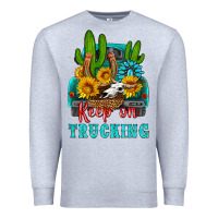 Heather Grey keep on trucking with western truck Premium Sweatshirt - HRA Design Shop
