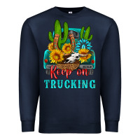 Navy keep on trucking with western truck Premium Sweatshirt - HRA Design Shop