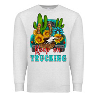 Oatmeal Heather keep on trucking with western truck Premium Sweatshirt - HRA Design Shop