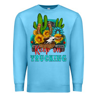 Ocean Blue keep on trucking with western truck Premium Sweatshirt - HRA Design Shop