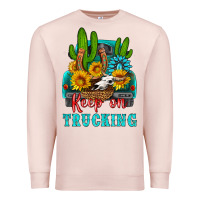 Pale Pink keep on trucking with western truck Premium Sweatshirt - HRA Design Shop