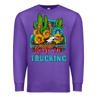 Purple keep on trucking with western truck Premium Sweatshirt - HRA Design Shop