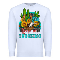 White keep on trucking with western truck Premium Sweatshirt - HRA Design Shop