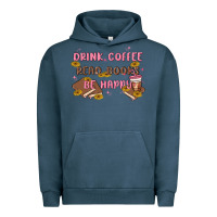 Pigment Midnight Navy drink coffee read books be happy Urban Hoodie - MaliasSmallBusiness