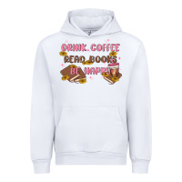 White drink coffee read books be happy Urban Hoodie - MaliasSmallBusiness