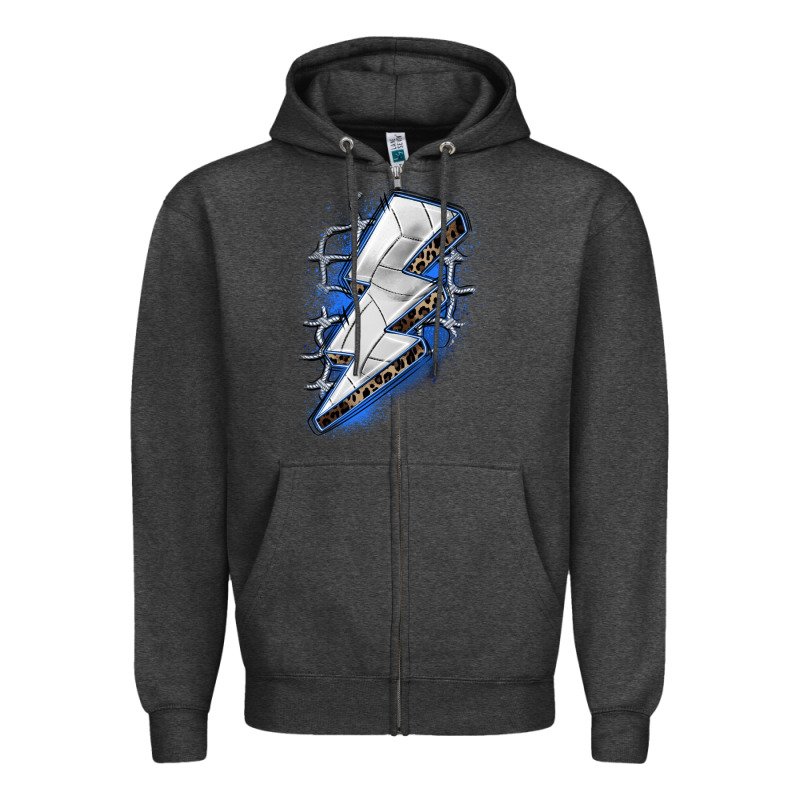 Volleyball Lightning Bolt Zipper Hoodie by Zillion Design Studio | Teevron