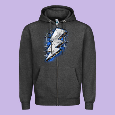 Volleyball Lightning Bolt Zipper Hoodie Designed By Zillion Design Studio