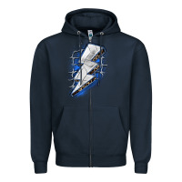 Navy volleyball lightning bolt Zipper Hoodie - Zillion Design Studio