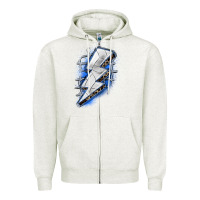 Oatmeal Heather volleyball lightning bolt Zipper Hoodie - Zillion Design Studio