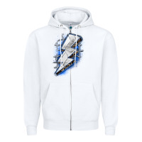 White volleyball lightning bolt Zipper Hoodie - Zillion Design Studio