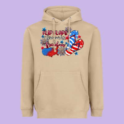 Flip Flops Fireworks & Freedom 4th Of July Heavyweight Hoodie Designed By Cowgirlartshop