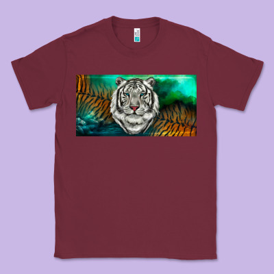 Classic Tee white tiger forest license plate