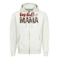 Oatmeal Heather baseball mama Zipper Hoodie - texasbilliewilder