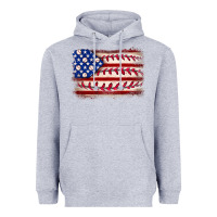 Heather Grey Baseball American flag Heavyweight Hoodie - Neo Western